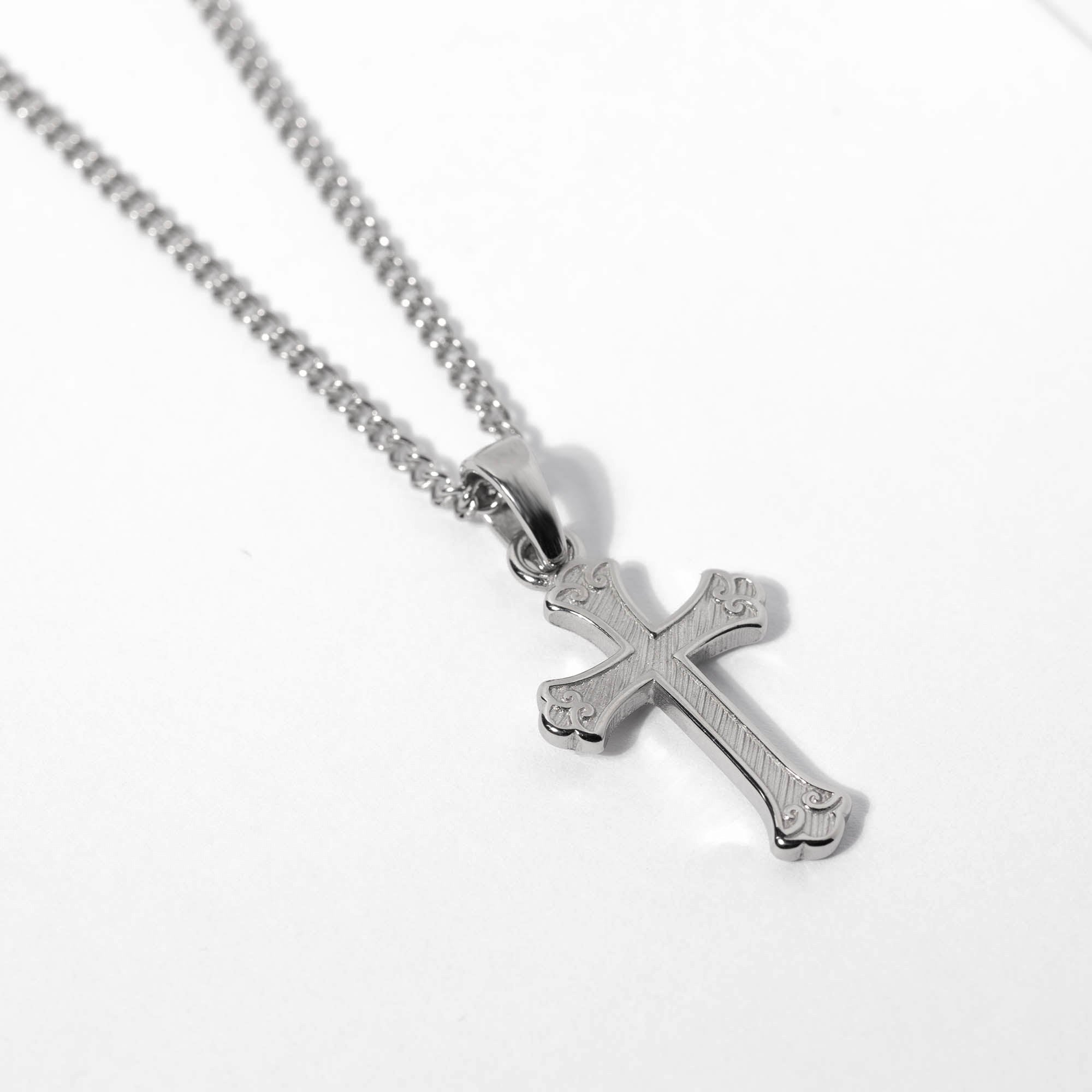 Necklace for men with cross pendant made of stainless steel