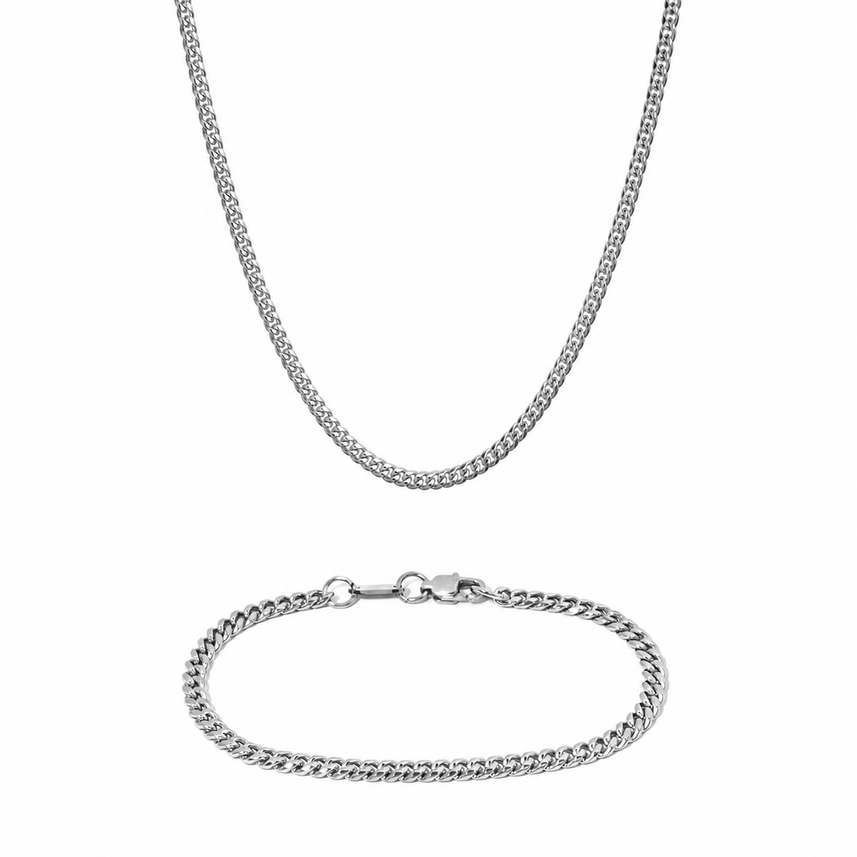 Cuban Set mit 4mm Halskette und 4mm Armband