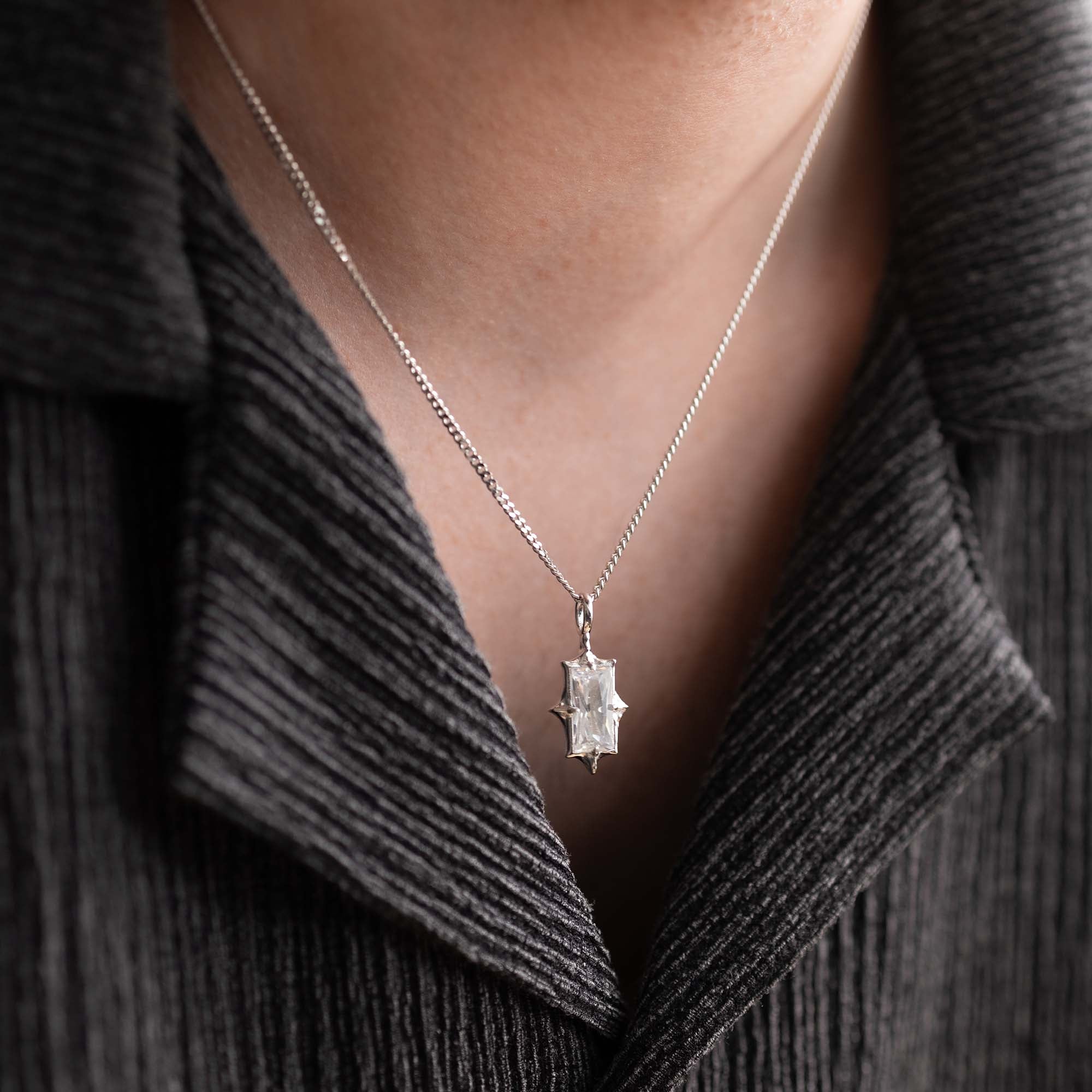 Silver crystal necklace | Streetwear jewelry | 925 sterling silver