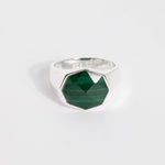 Green Gemstone Ring | Light Silver - warpedsense