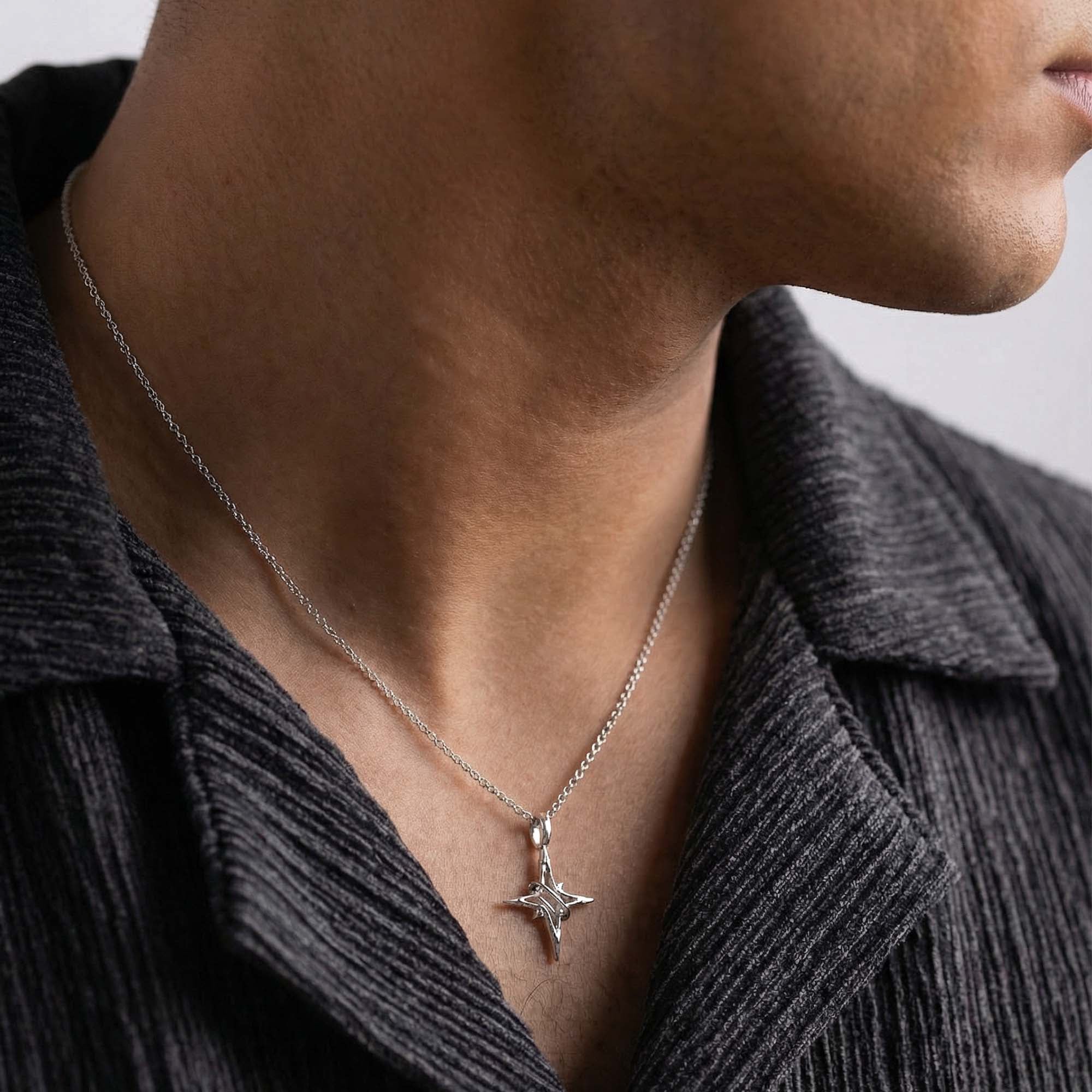 Silver star necklace | Streetwear jewelry | 925 sterling silver