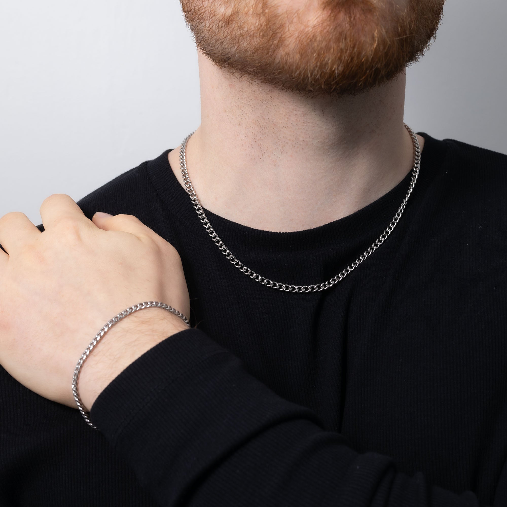 Schmuck-Set - Cuban Link Halskette + Armband - warpedsense