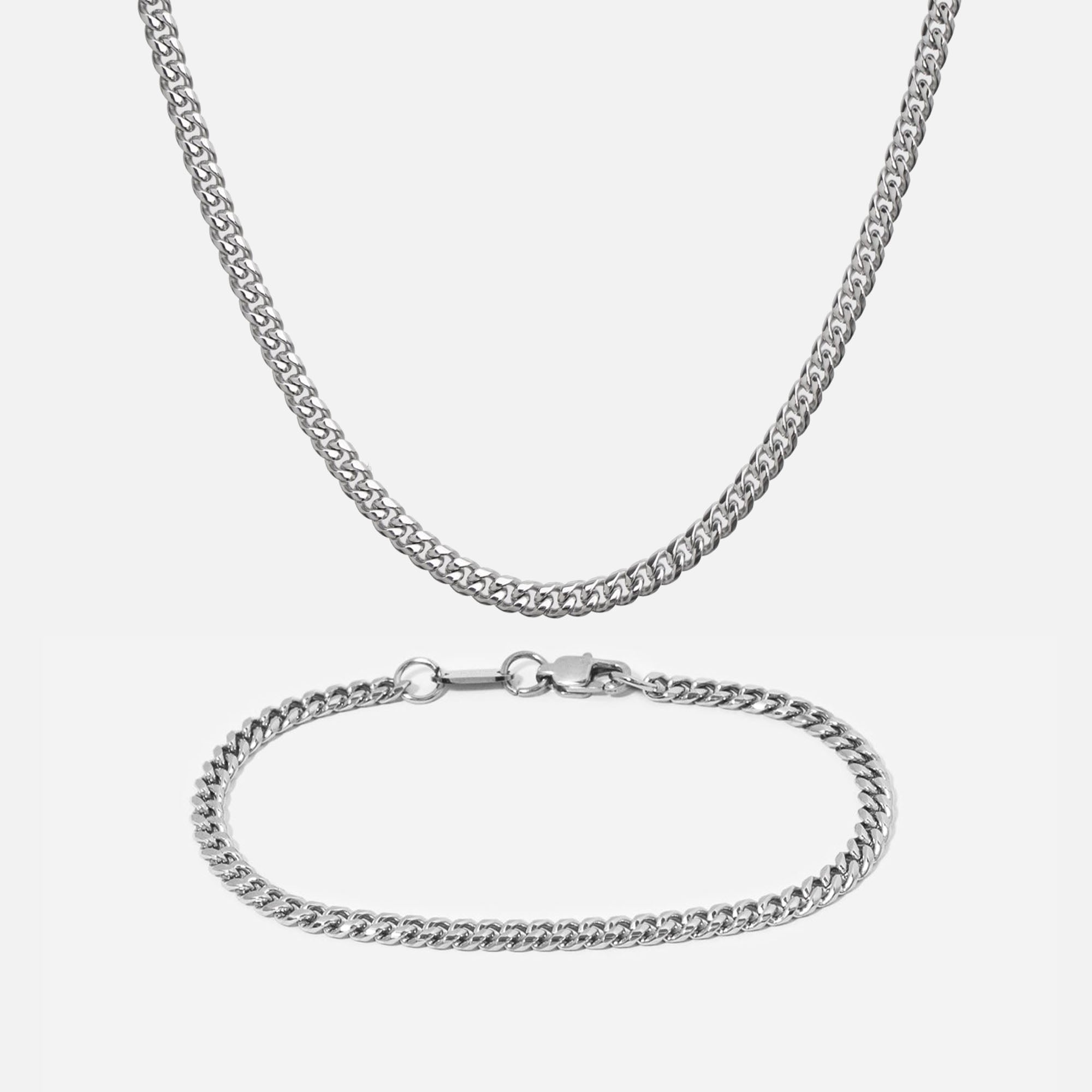 Schmuck-Set - Cuban Link Halskette + Armband - warpedsense
