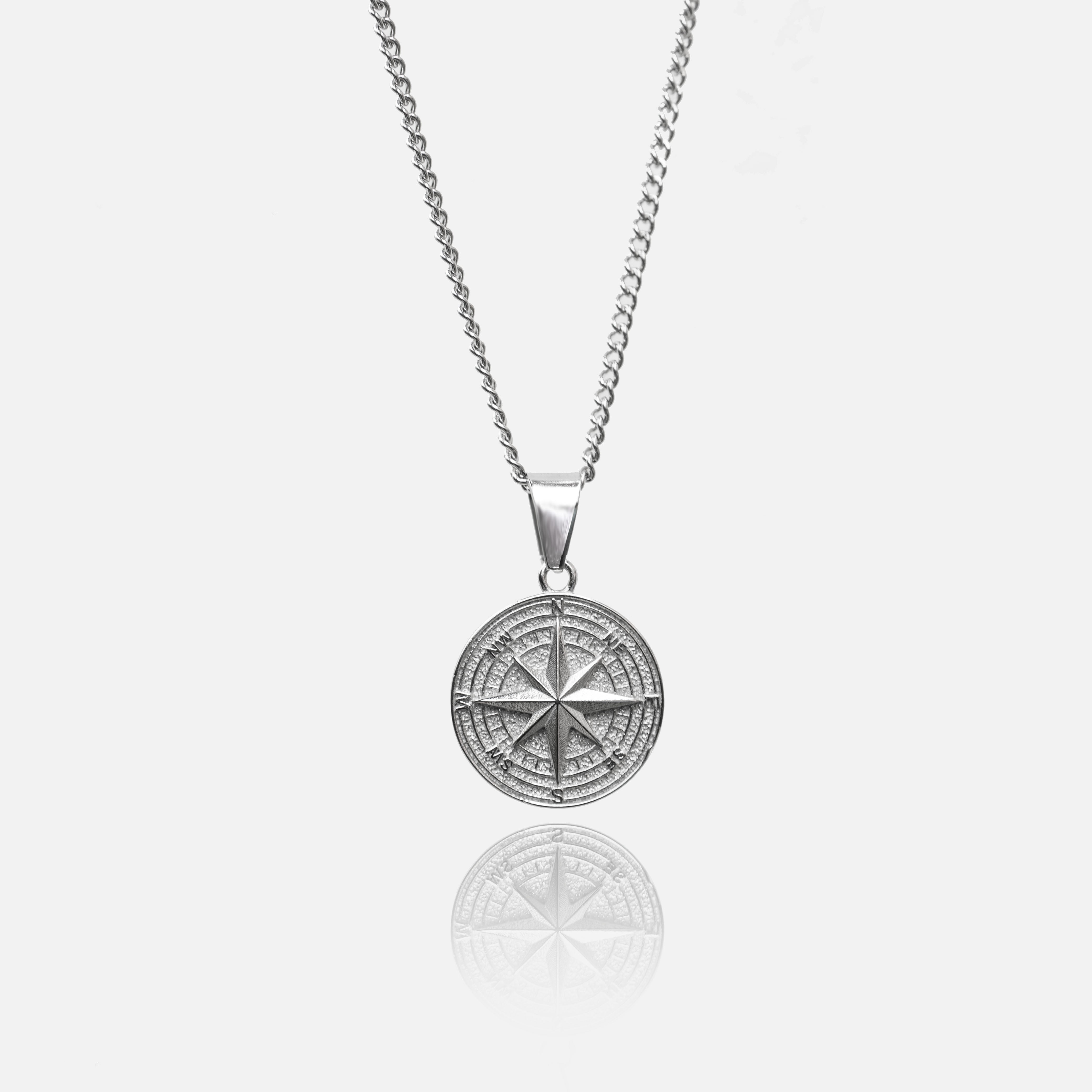 Necklace for men with compass pendant made of stainless steel ...
