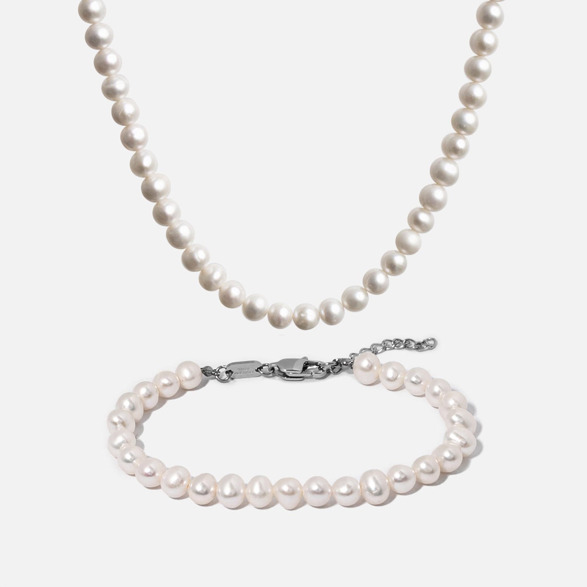 Schmuck-Set - Perlenkette und Perlenarmband - warpedsense